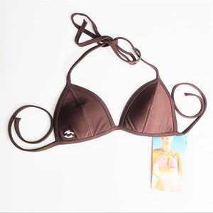 NWT Billabong Brown Halter Bikini Top